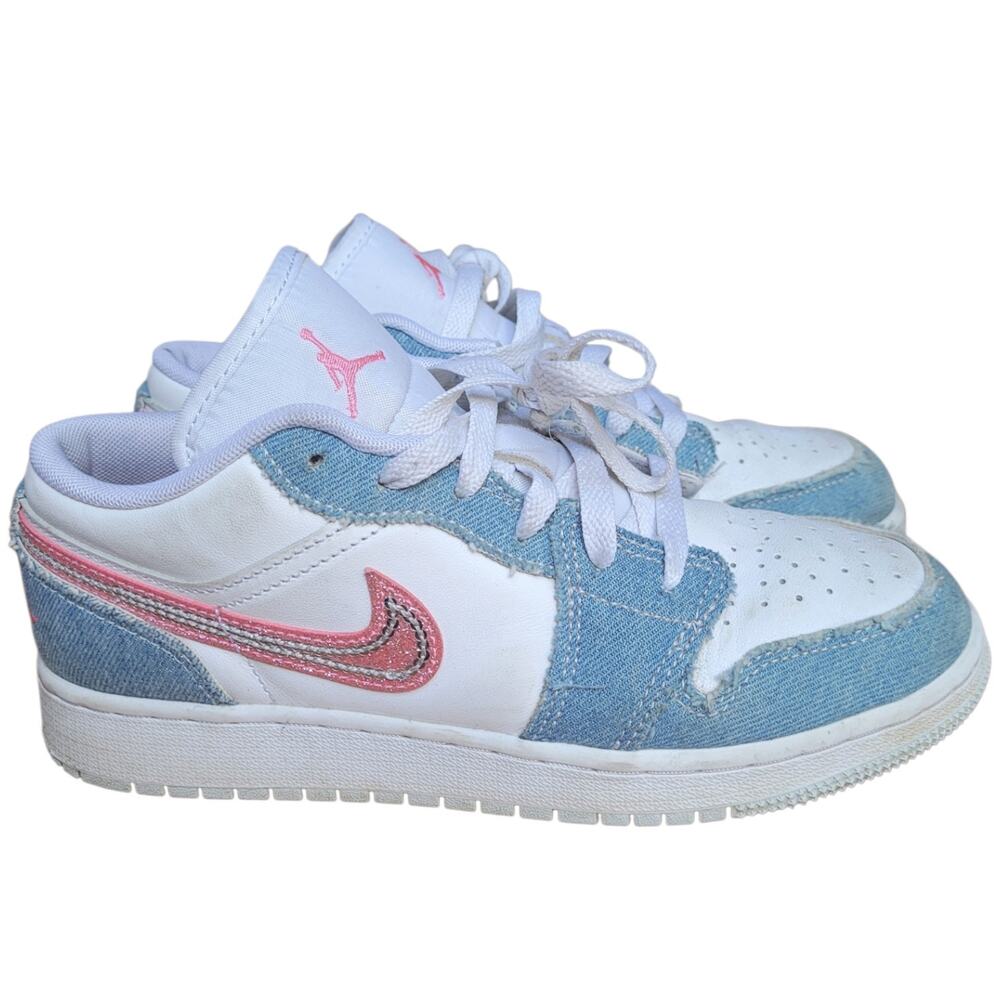 Air Jordan 1 Low SE Denim Sequin Pink Blue GS 5Y HQ2001-400